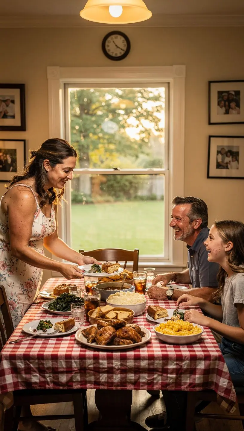 Obrazek przedstawiający rodzinę w nowym domu, cieszącą się z przeprowadzki.